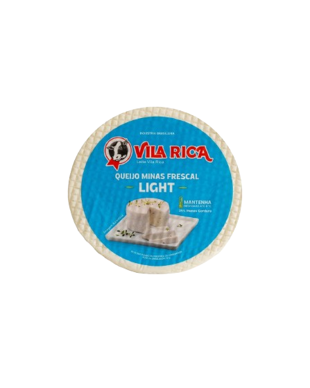 Queijo Minas frescal light pequeno Vila Rica com rótulo azul