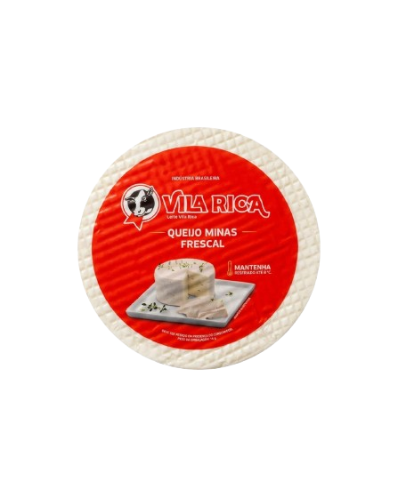 Queijo Minas frescal pequeno Vila Rica com rótulo vermelho