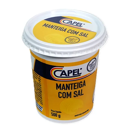 Pote de 500 g de manteiga com sal Capel
