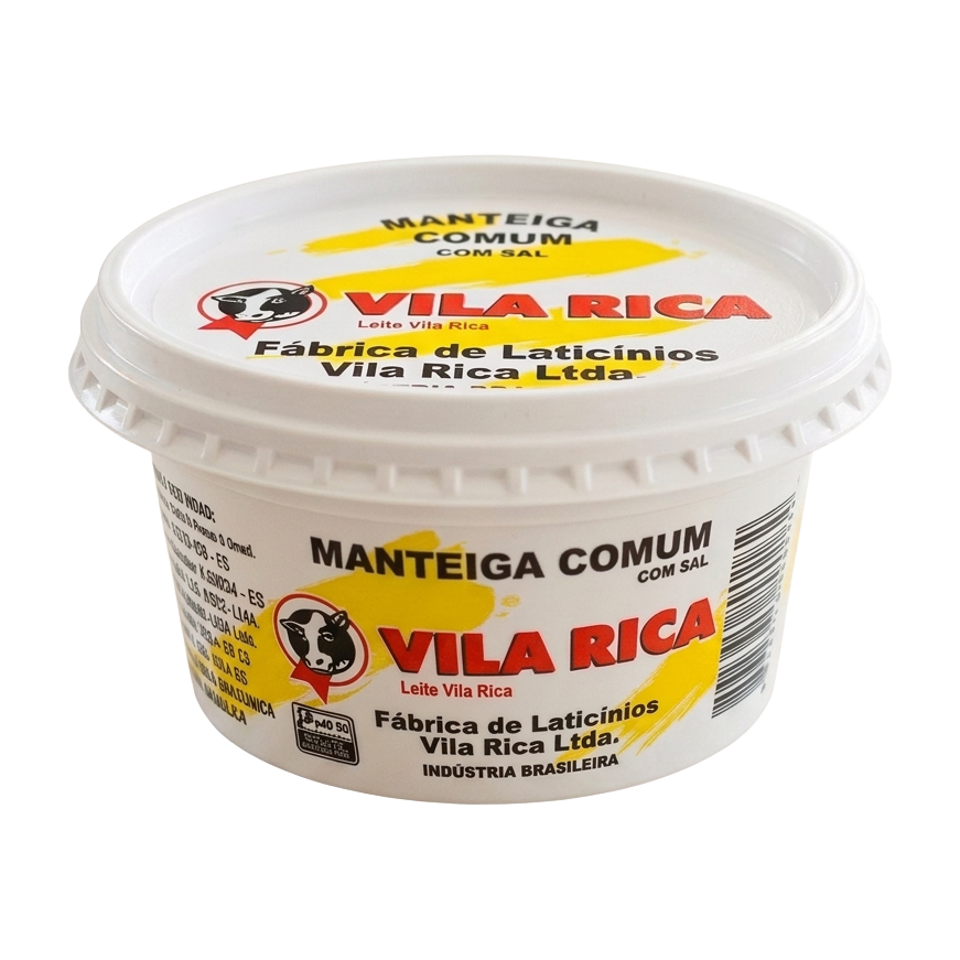 Embalagem de Manteiga com sal Vila Rica — pote 200 g