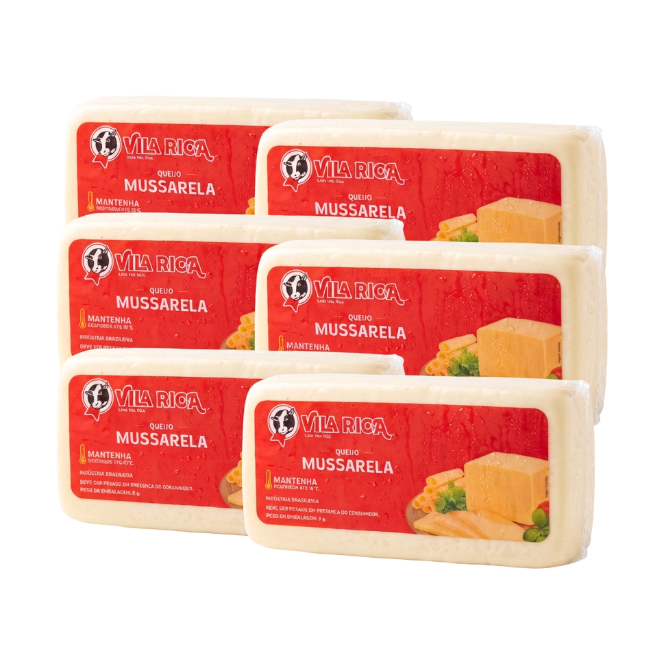 Conjunto de 6 peças de queijo mussarela Vila Rica