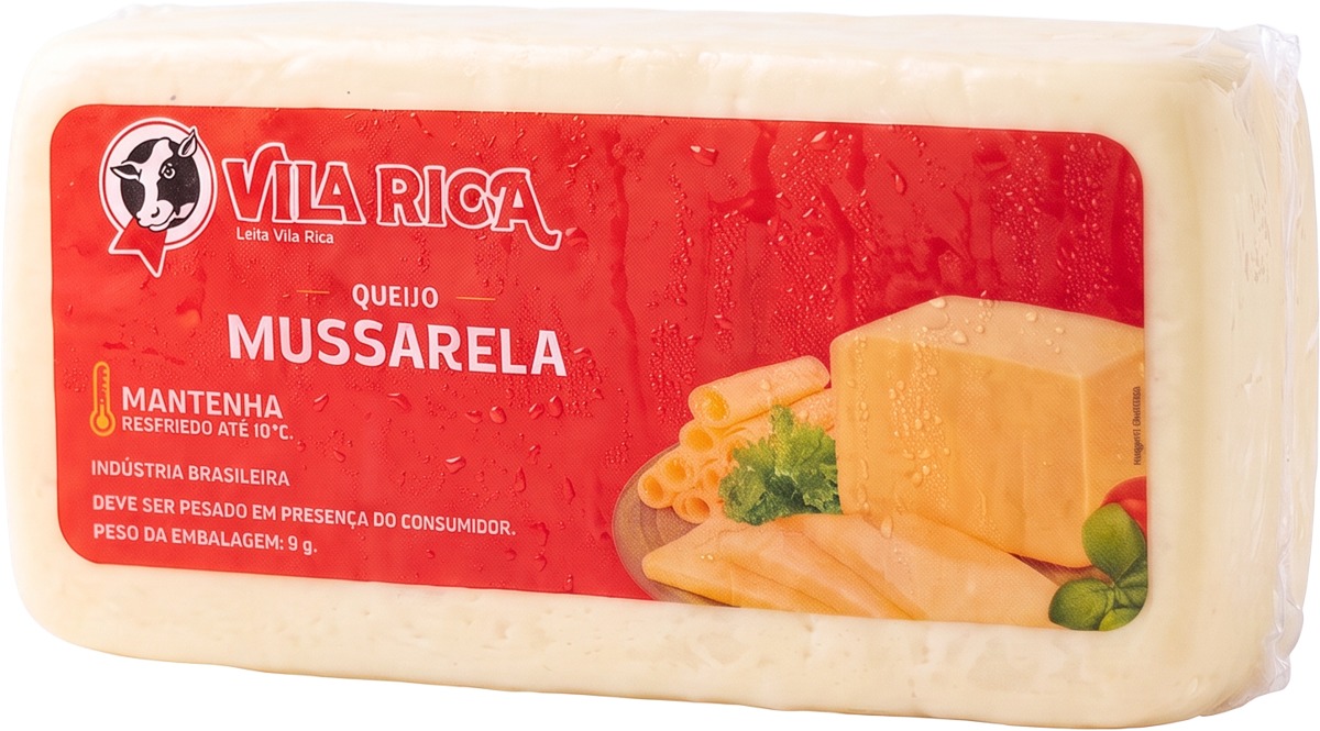 Embalagem da peça de queijo mussarela Vila Rica
