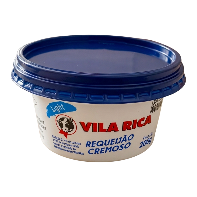 Embalagem de Requeijão cremoso light Vila Rica — pote 200 g