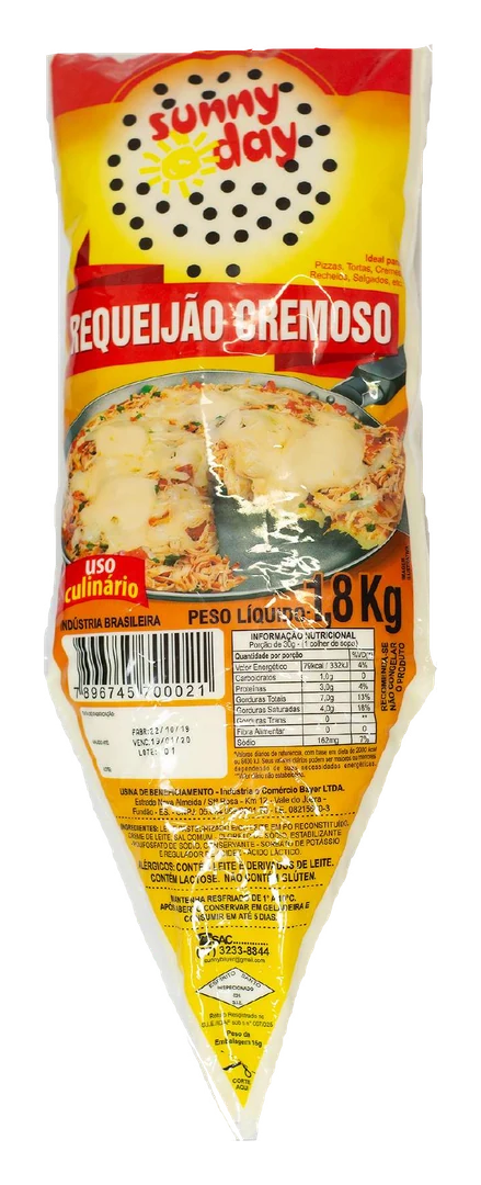 Requeijão cremoso Sunny Day em bisnaga de 1,8 kg